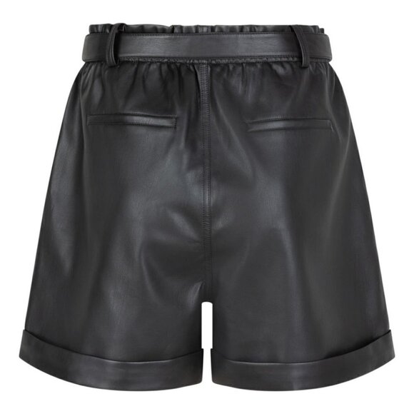 NWT ESQUALO Faux Leather Black High-Waisted Belted Shorts - Picture 5 of 5